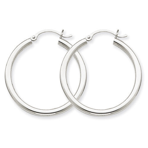 2.5mm Lightweight Round Hoop Earrings 14k White Gold T838L, MPN: T838L, 883957286594