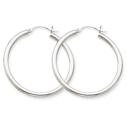 2.5mm Lightweight Round Hoop Earrings 14k White Gold T837L, MPN: T837L, 883957286570