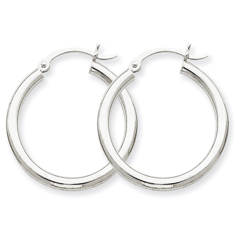 2.5mm Round Hoop Earrings 14k White Gold T839, MPN: T839, 883957286600