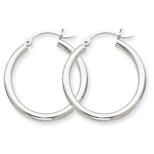 2.5mm Lightweight Round Hoop Earrings 14k White Gold T839L, MPN: T839L, 883957286617