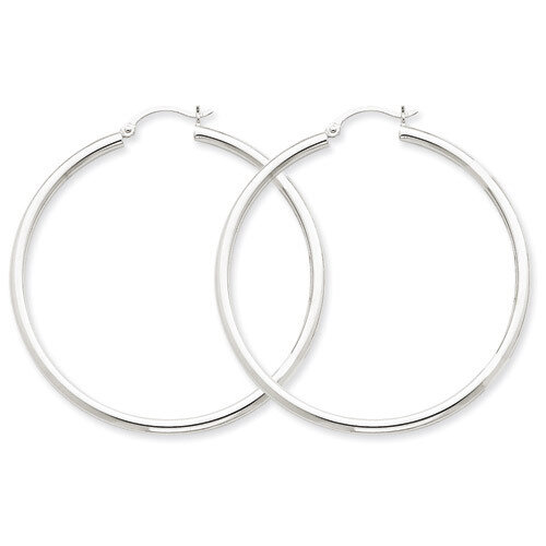 2.5mm Lightweight Round Hoop Earrings 14k White Gold T844L, MPN: T844L, 883957286716