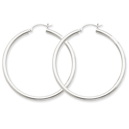 2.5mm Lightweight Round Hoop Earrings 14k White Gold T845L, MPN: T845L, 883957286730