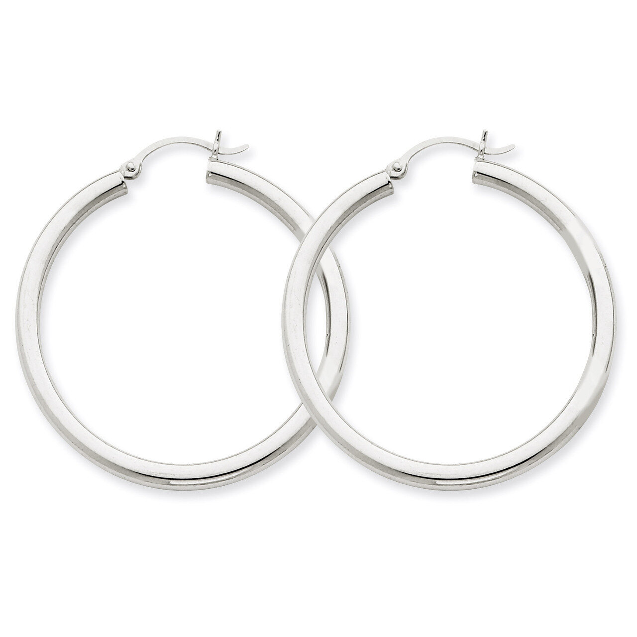 3mm Round Hoop Earrings 14k White Gold T847, MPN: T847, 883957286761