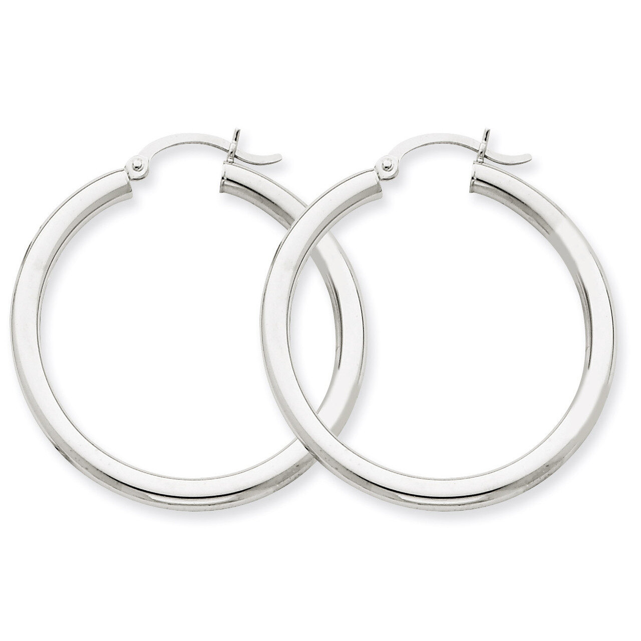 3mm Round Hoop Earrings 14k White Gold T848, MPN: T848, 883957286785