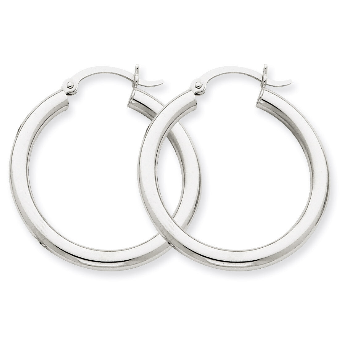 3mm Round Hoop Earrings 14k White Gold T849, MPN: T849, 883957286808