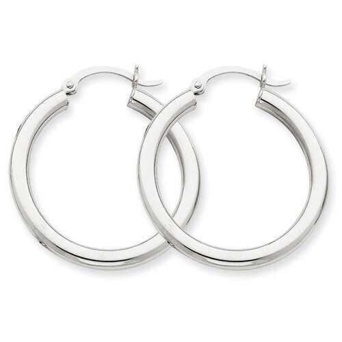 3mm White Hoop Earrings 14k Gold T849L, MPN: T849L, 883957286815