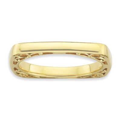 Gold-plate Square Ring - Sterling Silver Polished QSK780, MPN: QSK780, 886774179315