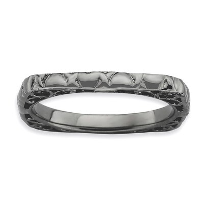 Black-plate Square Ring - Sterling Silver Polished QSK760, MPN: QSK760, 886774224589