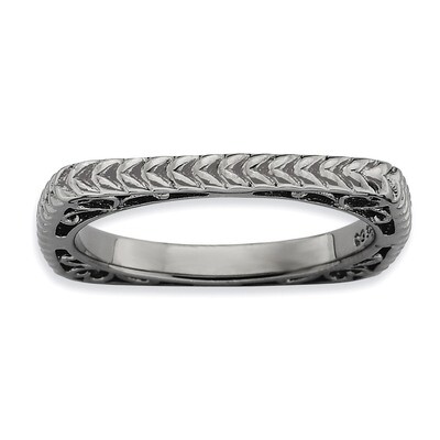 Black-plate Square Ring - Sterling Silver Polished QSK782, MPN: QSK782, 886774179438