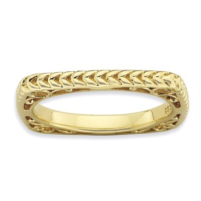 Gold-plate Square Ring - Sterling Silver Polished QSK784, MPN: QSK784, 886774179575