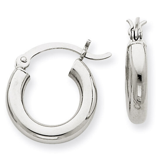 3mm Round Hoop Earrings 14k White Gold T852, MPN: T852, 883957286860