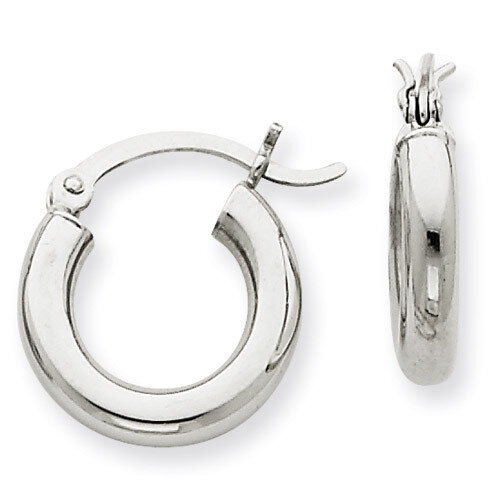 3mm Lightweight Round Hoop Earrings 14k White Gold T852L, MPN: T852L, 883957286877