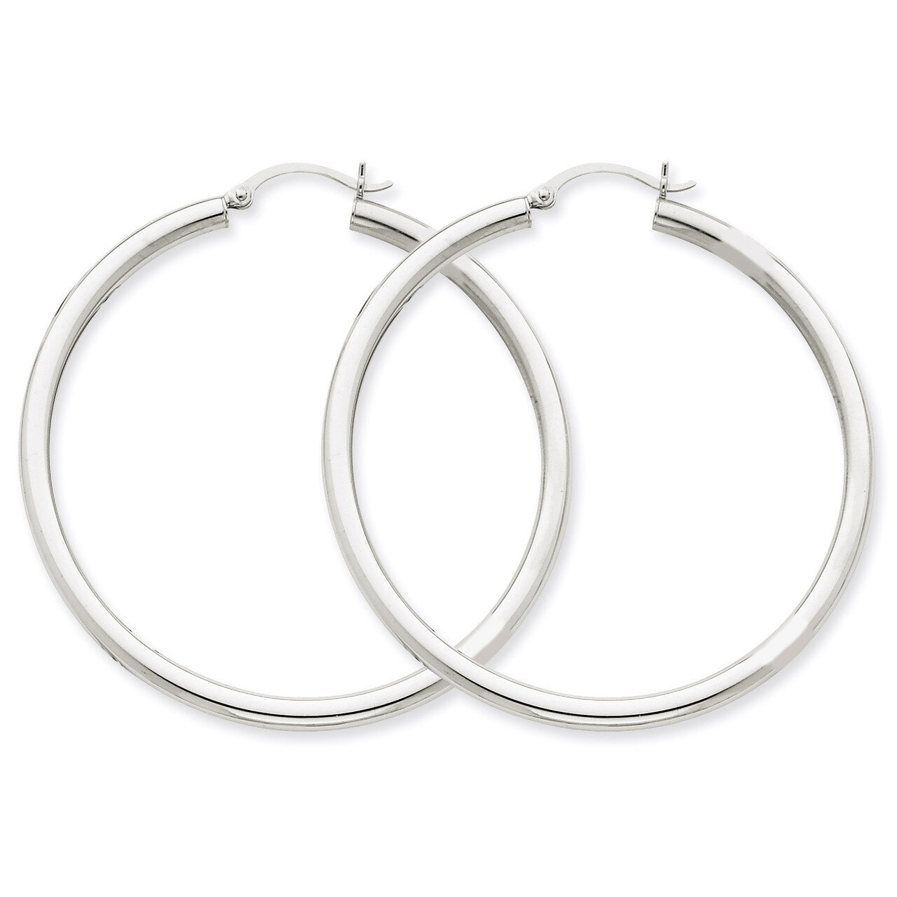3mm Round Hoop Earrings 14k White Gold T854, MPN: T854, 883957286907