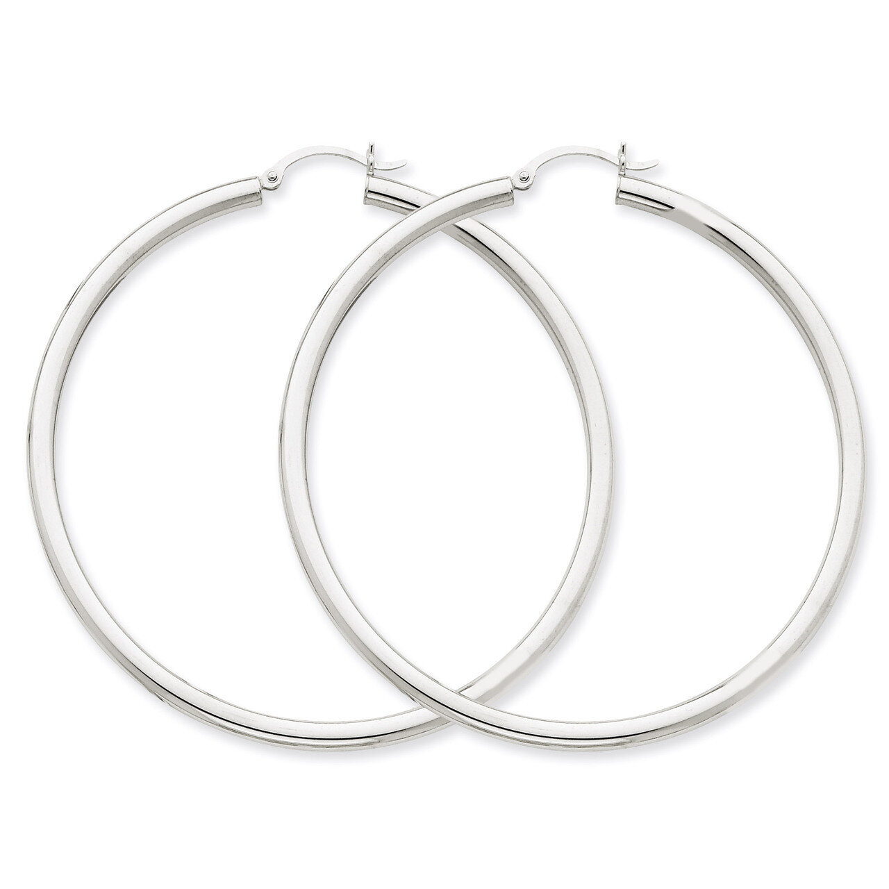 3mm Round Hoop Earrings 14k White Gold T856, MPN: T856, 883957286945