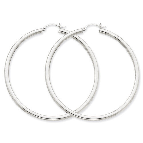 3mm White Hoop Earrings 14k Gold T856L, MPN: T856L, 883957286952