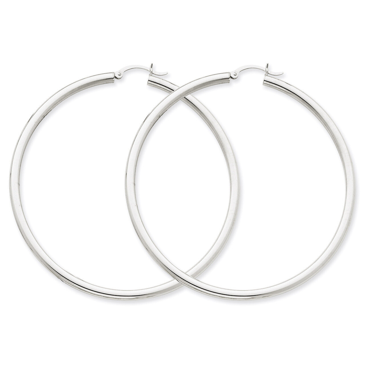 3mm Round Hoop Earrings 14k White Gold T857, MPN: T857, 883957286969