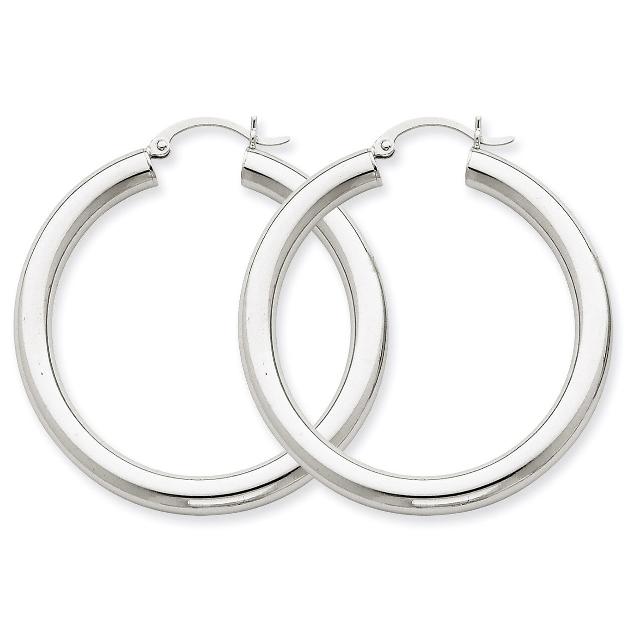 4mm Hoop Earrings 14k White Gold T858