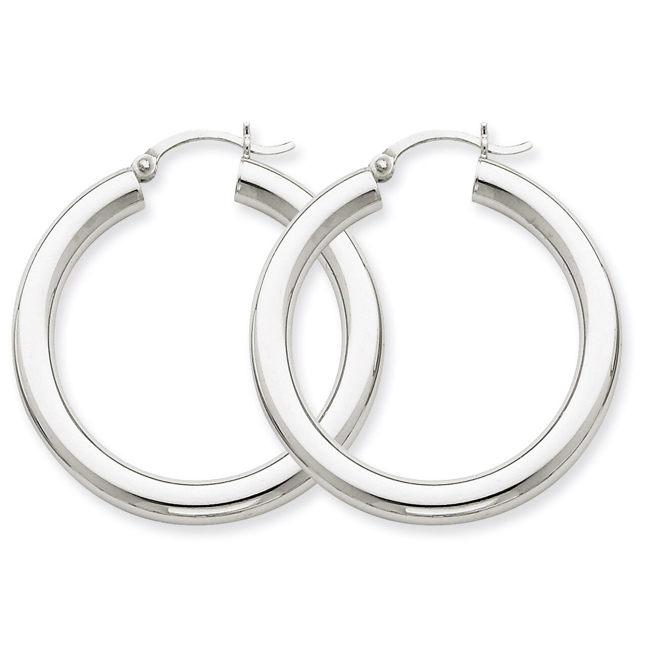 4mm x 35mm Tube Hoop Earrings 14k White Gold T859, MPN: T859, 883957287003