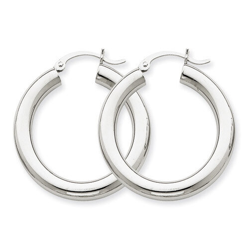 4mm Lightweight Round Hoop Earrings 14k Gold Polished T860L, MPN: T860L, 883957287034