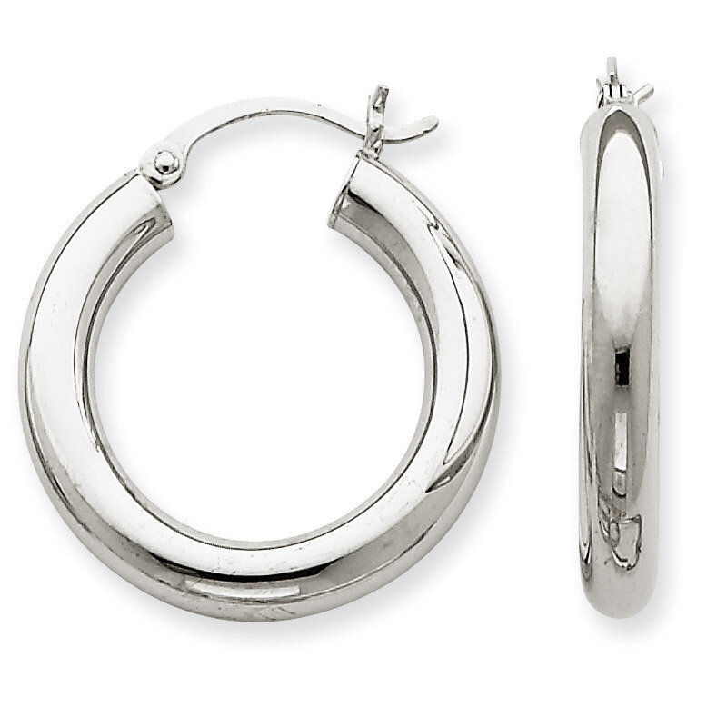 4mm x 25mm Tube Hoop Earrings 14k White Gold T861, MPN: T861, 883957287041