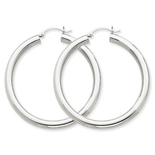 4mm x 45mm Tube Hoop Earrings 14k White Gold T862