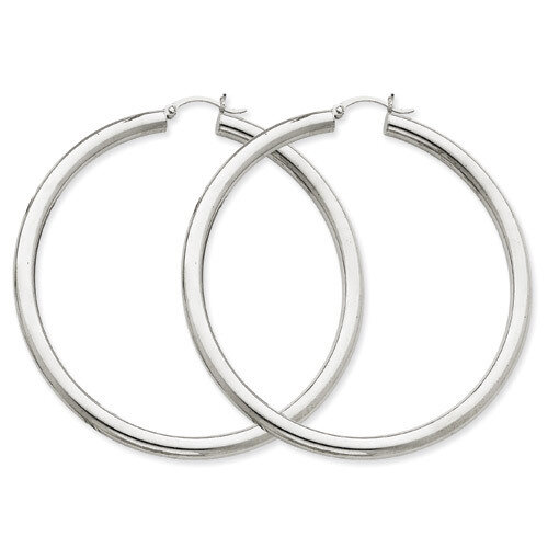 4mm x 65mm Tube Hoop Earrings 14k White Gold T866, MPN: T866, 883957287140