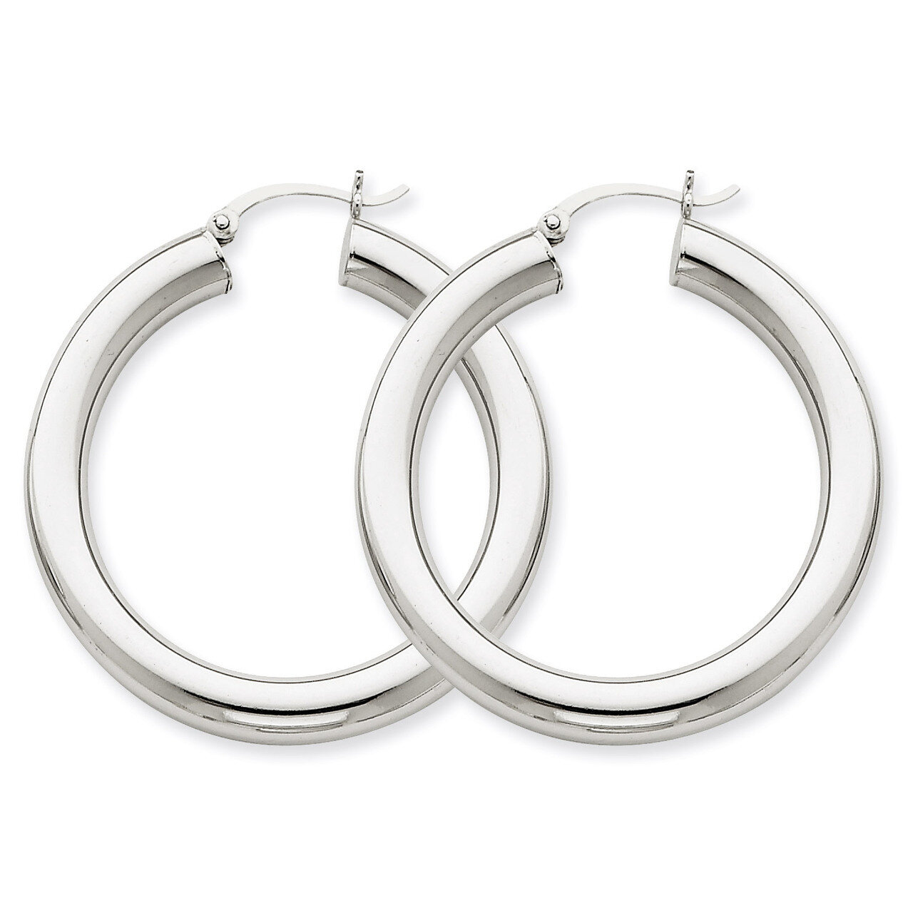 Polished 5mm Tube Hoop Earrings 14k White Gold T867, MPN: T867, 883957287164