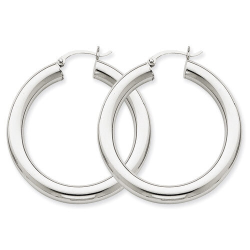 Polished 5mm Lightweight Hoop Earrings 14k White Gold T867L, MPN: T867L, 883957287171