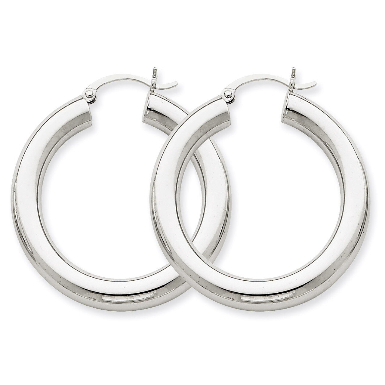 Polished 5mm Tube Hoop Earrings 14k White Gold T868, MPN: T868, 883957287188