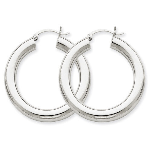 Polished 5mm Lightweight Hoop Earrings 14k White Gold T868L, MPN: T868L, 883957287195