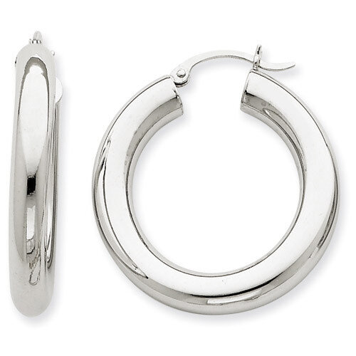 Polished 5mm Lightweight Hoop Earrings 14k White Gold T869L, MPN: T869L, 883957287218