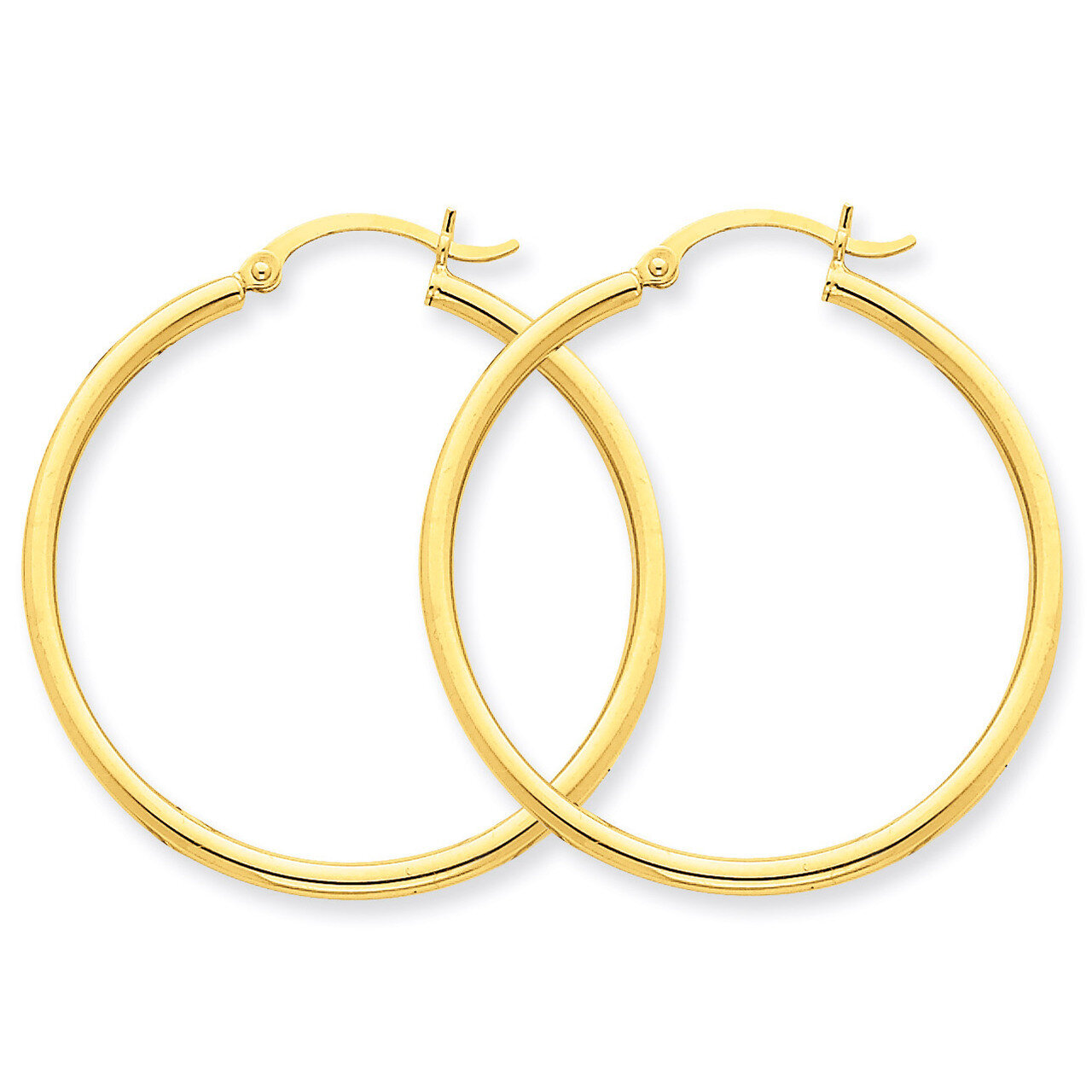 2mm Round Hoop Earrings 14k Gold Polished T913, MPN: T913, 883957287386