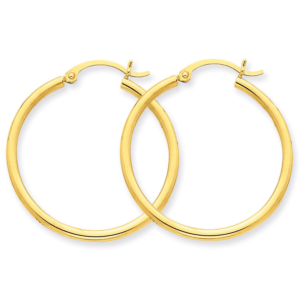 2mm Round Hoop Earrings 14k Gold Polished T914, MPN: T914, 883957287409