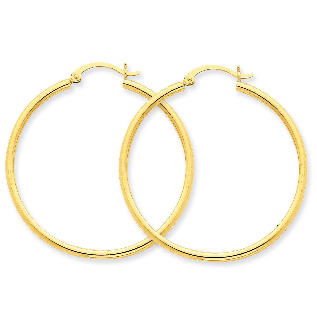 2mm Round Hoop Earrings 14k Gold Polished T919
