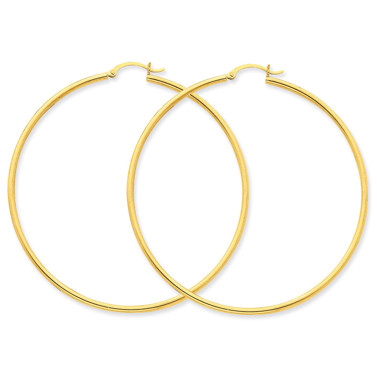 2mm Round Hoop Earrings 14k Gold Polished T924