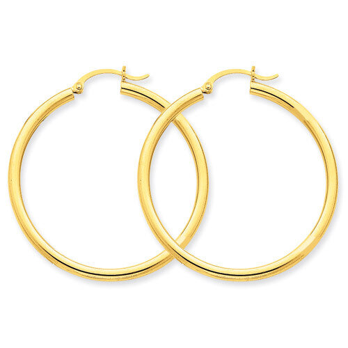 2.5mm Lightweight Round Hoop Earrings 14k Gold Polished T925L, MPN: T925L, 883957287621