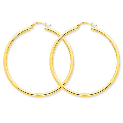 2.5mm Lightweight Round Hoop Earrings 14k Gold Polished T927L