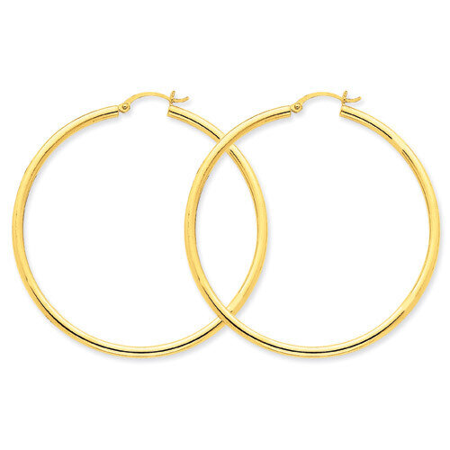 2.5mm Lightweight Round Hoop Earrings 14k Gold Polished T928L, MPN: T928L, 883957287683