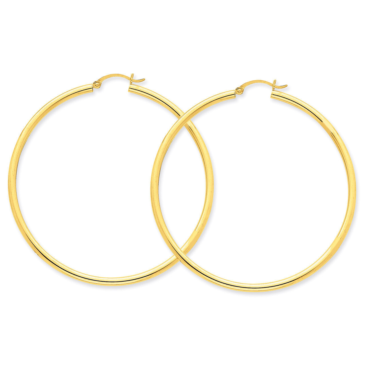 2.5mm Round Hoop Earrings 14k Gold Polished T929, MPN: T929, 883957287690