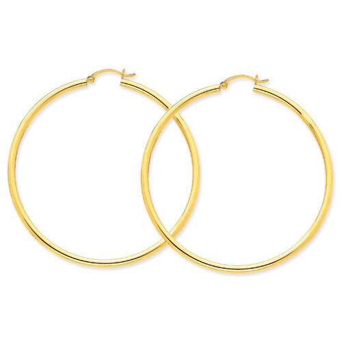 2.5mm Lightweight Round Hoop Earrings 14k Gold Polished T929L, MPN: T929L, 883957287706