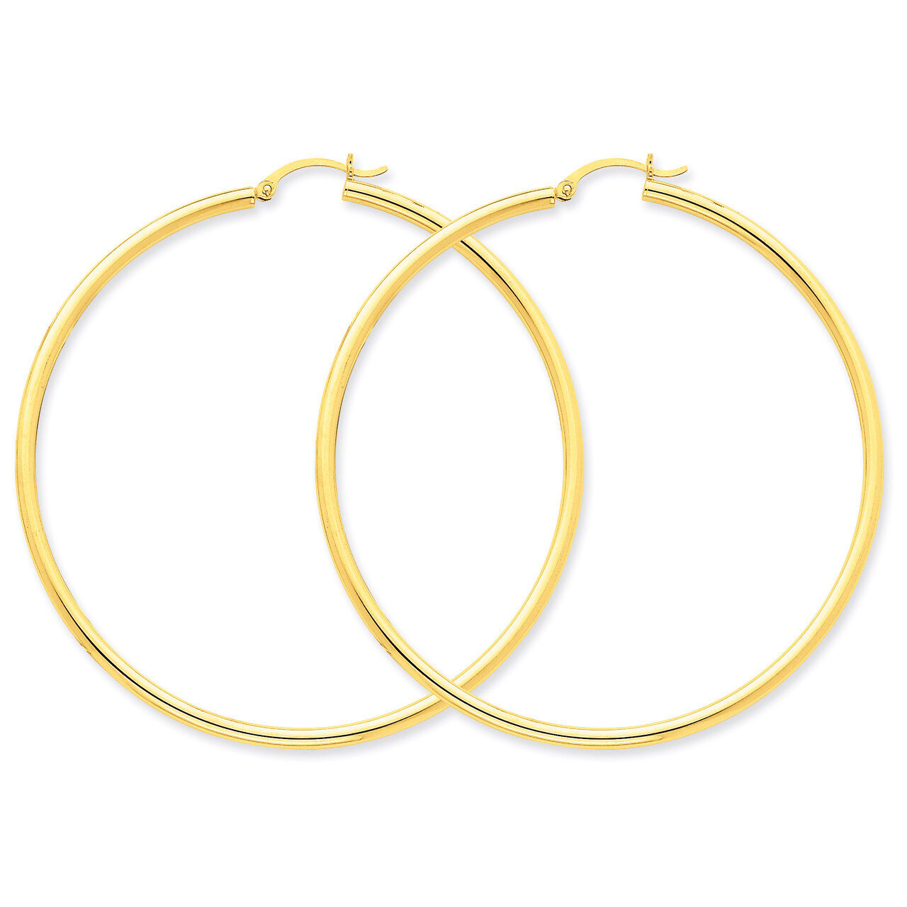 2.5mm Round Hoop Earrings 14k Gold Polished T930, MPN: T930, 883957287713