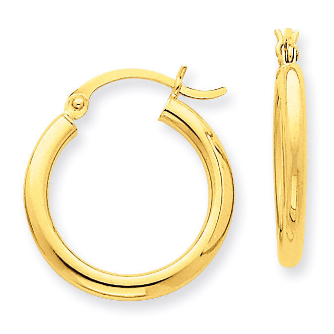 2.5mm Round Hoop Earrings 14k Gold Polished T931, MPN: T931, 883957287737