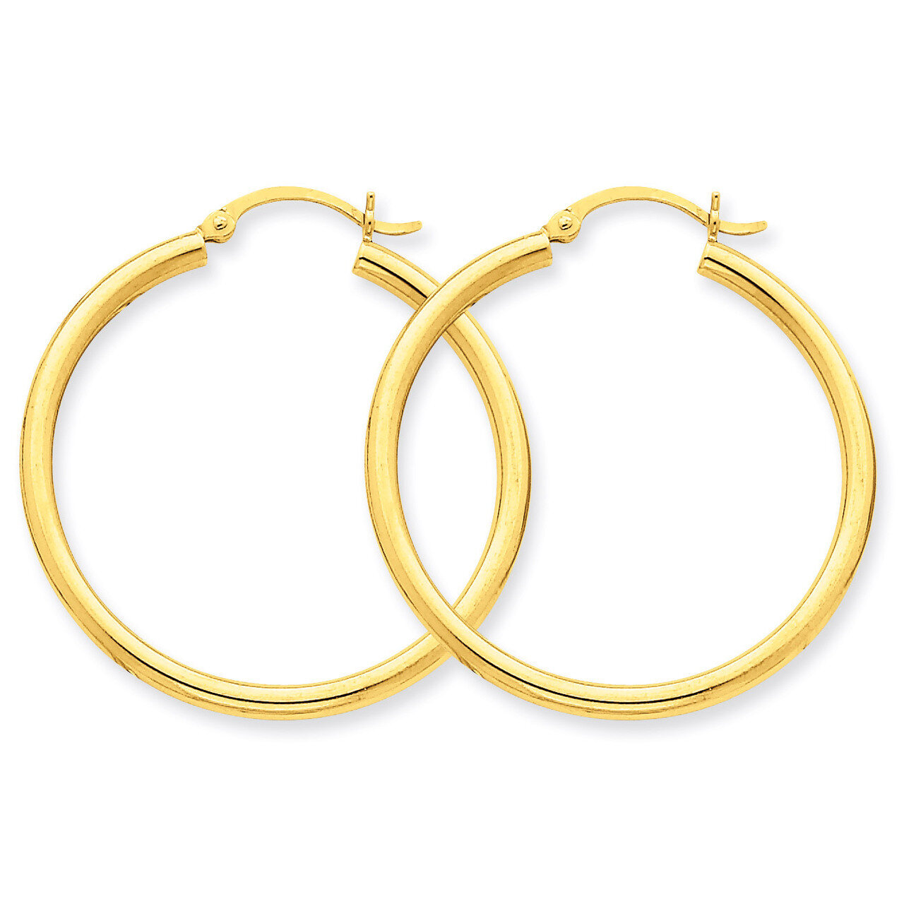 2.5mm Round Hoop Earrings 14k Gold Polished T934, MPN: T934, 883957718651