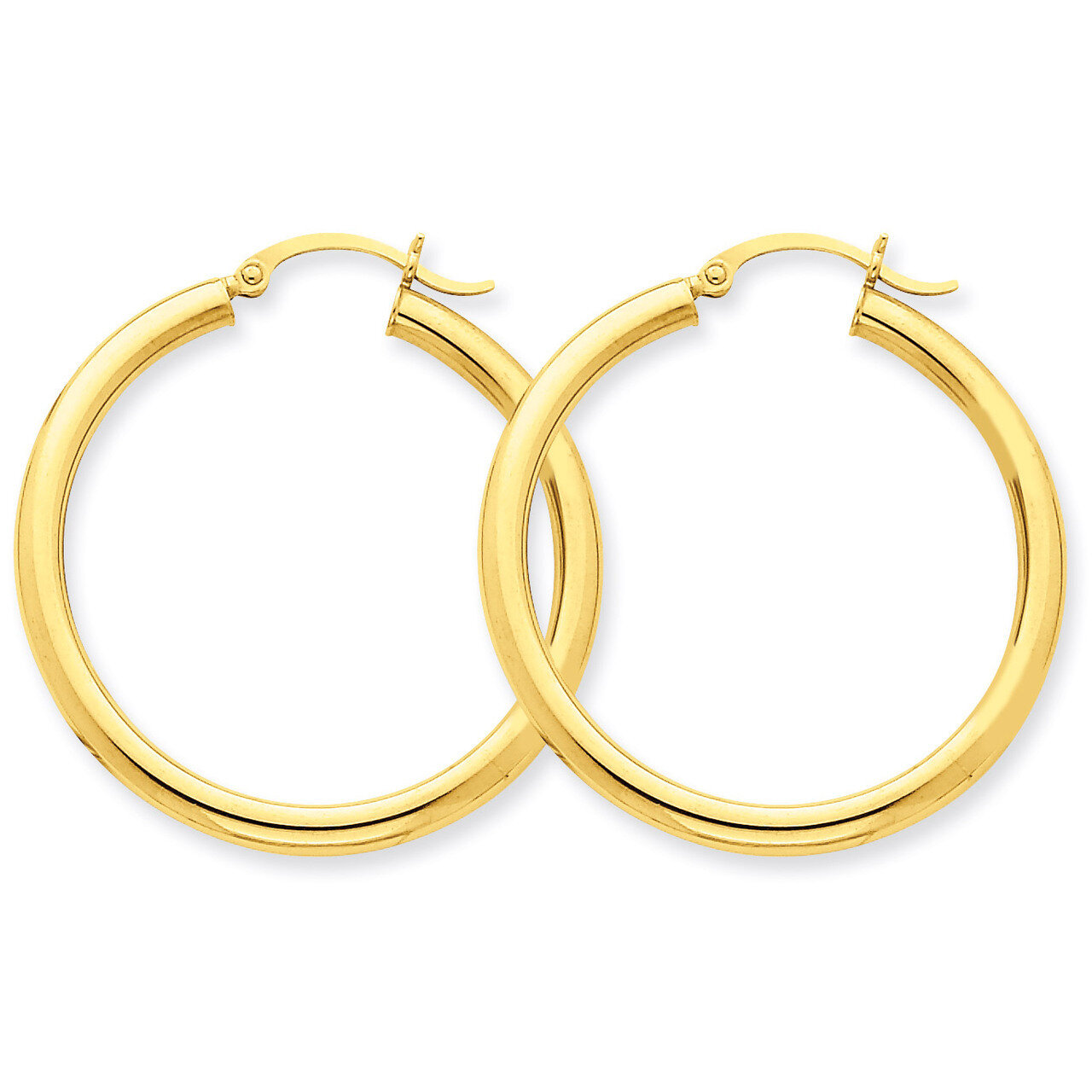 3mm Round Hoop Earrings 14k Gold Polished T935, MPN: T935, 883957287805
