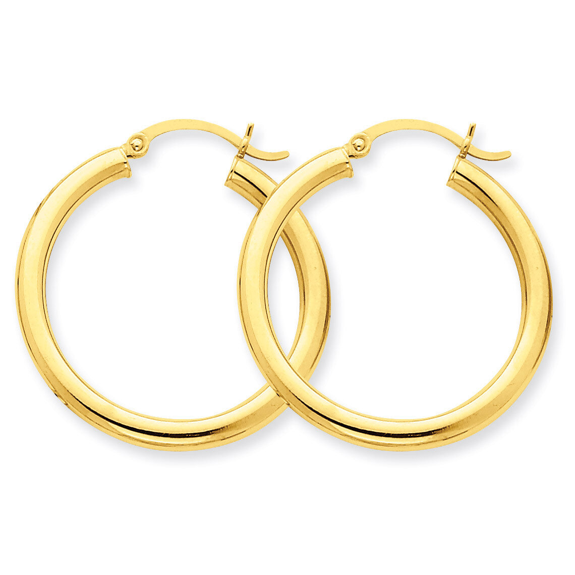 3mm Round Hoop Earrings 14k Gold Polished T936, MPN: T936, 883957287829