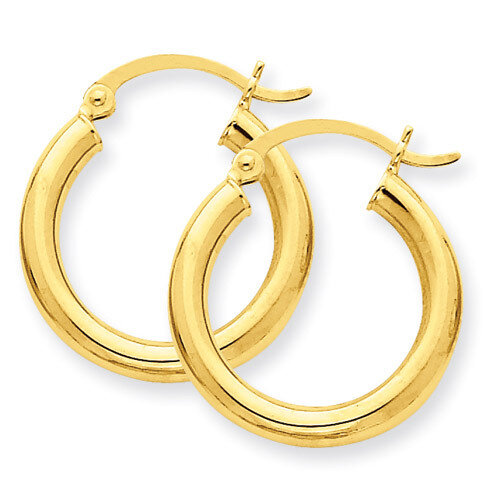 3mm Light Tube Hoop Earrings 14k Gold T938L, MPN: T938L, 883957287874