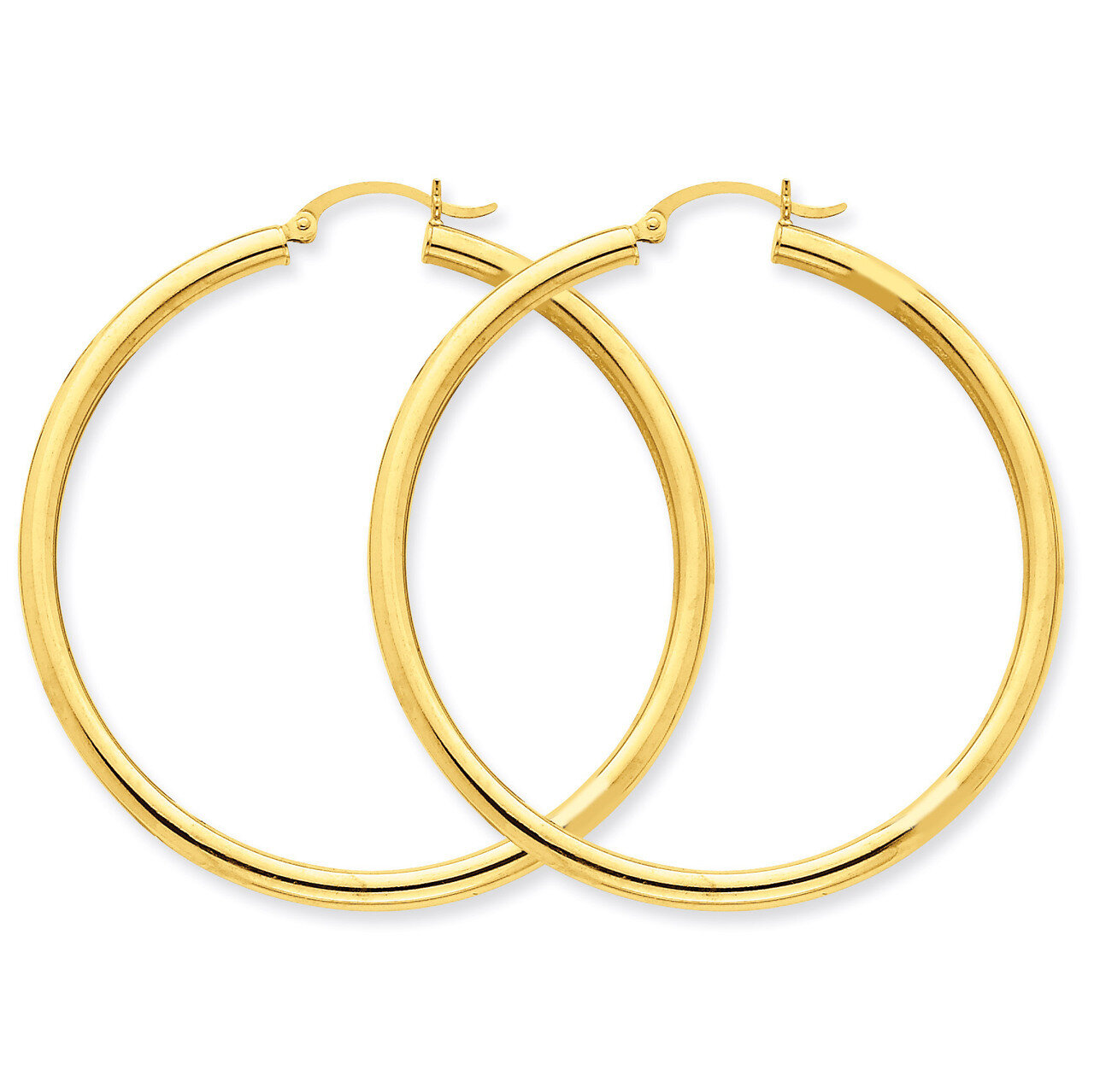 3mm Round Hoop Earrings 14k Gold Polished T943