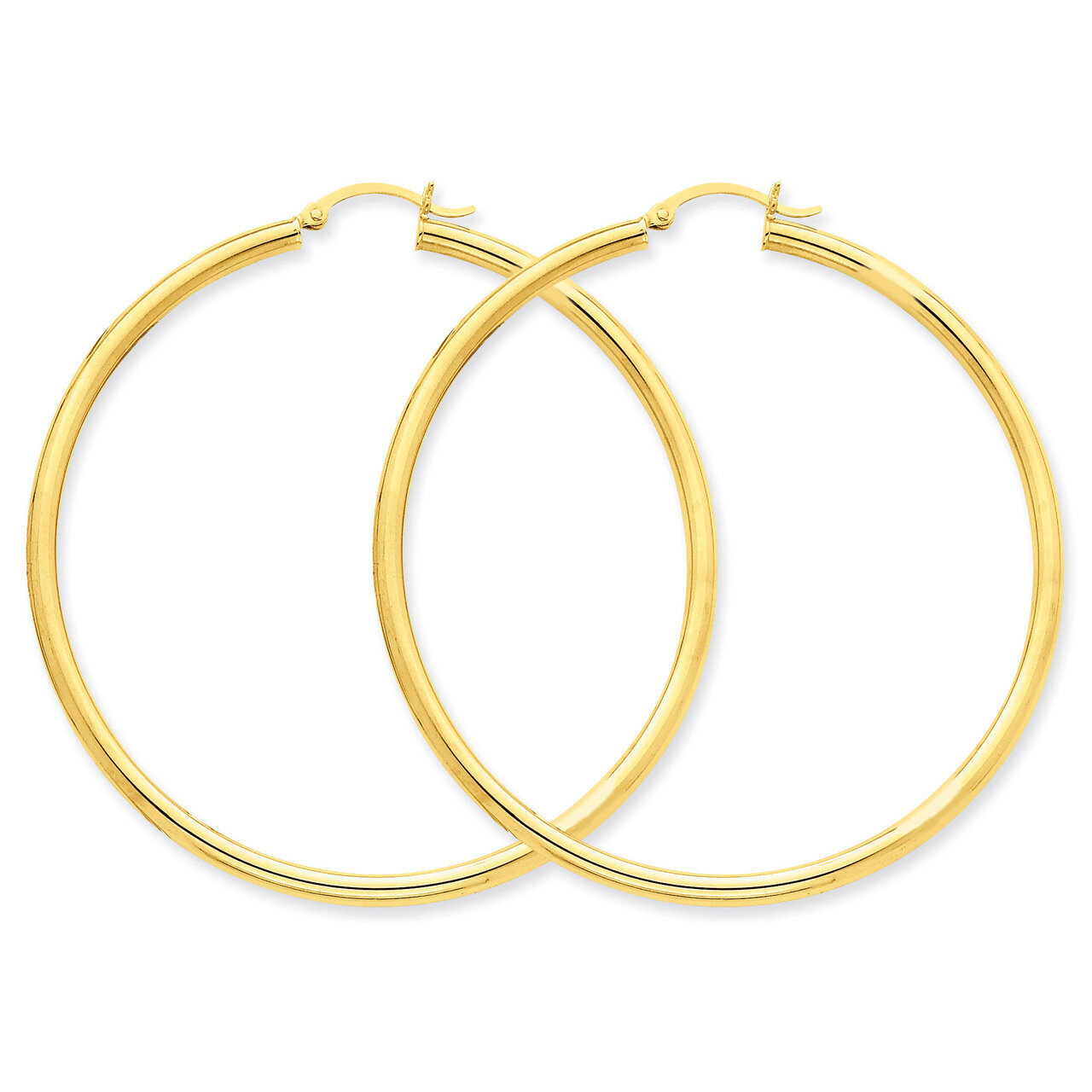 3mm Round Hoop Earrings 14k Gold Polished T945, MPN: T945, 883957288000