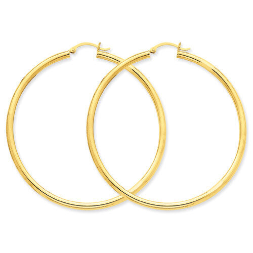 3mm Light Tube Hoop Earrings 14k Gold T945L, MPN: T945L, 883957288017
