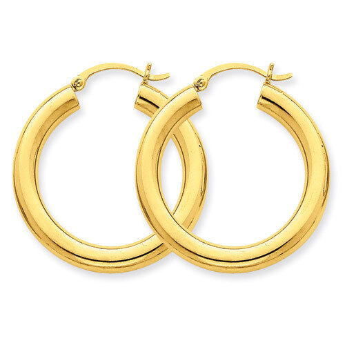 4mm Lightweight Round Hoop Earrings 14k Gold Polished T949L, MPN: T949L, 883957288093